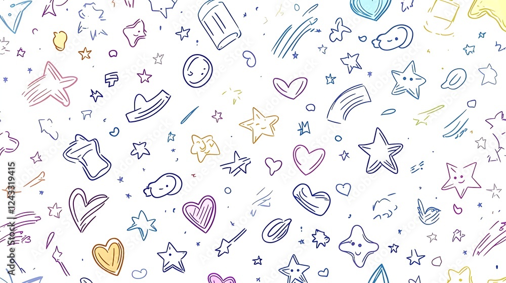 Fototapeta premium Doodle Chaos Abstract Background – Hand-Drawn Rainbow Design for Kids & Social Media