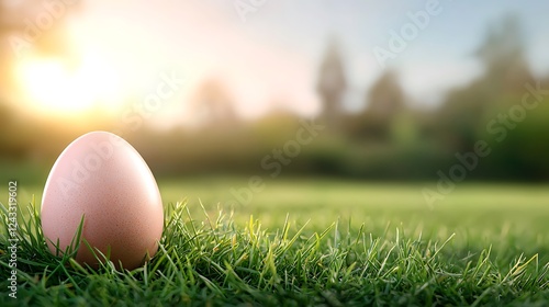 Peaceful easter celebration with pastel eggs in a soft light nature view photo