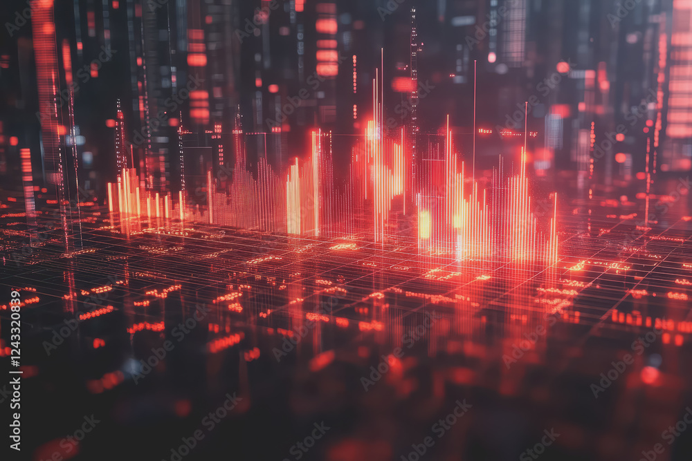 Naklejka premium Abstract background Digital data financial investment and trading graph chart.