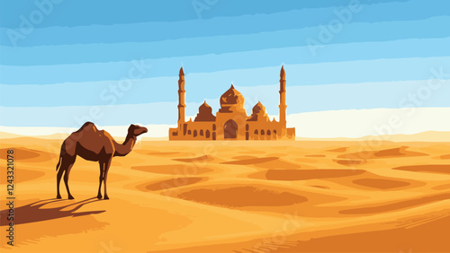 camel in the desert vector