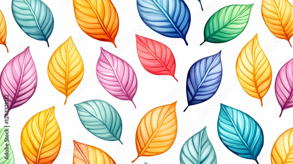Obraz premium Colorful autumn leaves pattern on white background. Possible use Graphic design, wallpaper