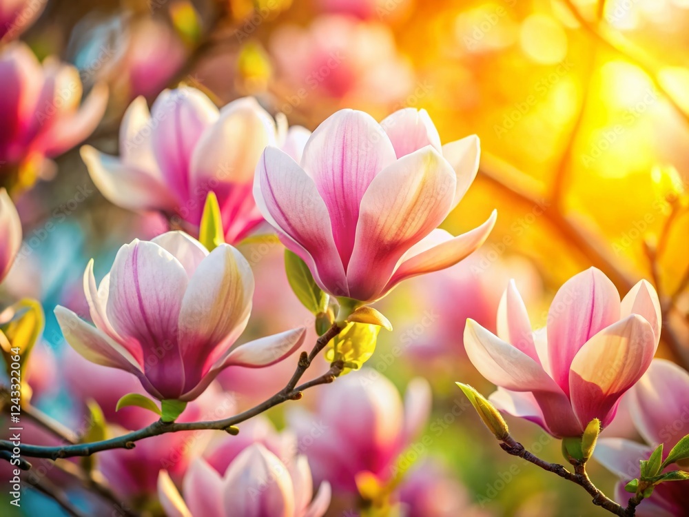 Delicate Magnolia Blossoms Close-up with Soft Bokeh Background - Spring Floral Photography Delicate Magnolia Blossoms Close-up with Soft Bokeh Background - Spring Floral Photography