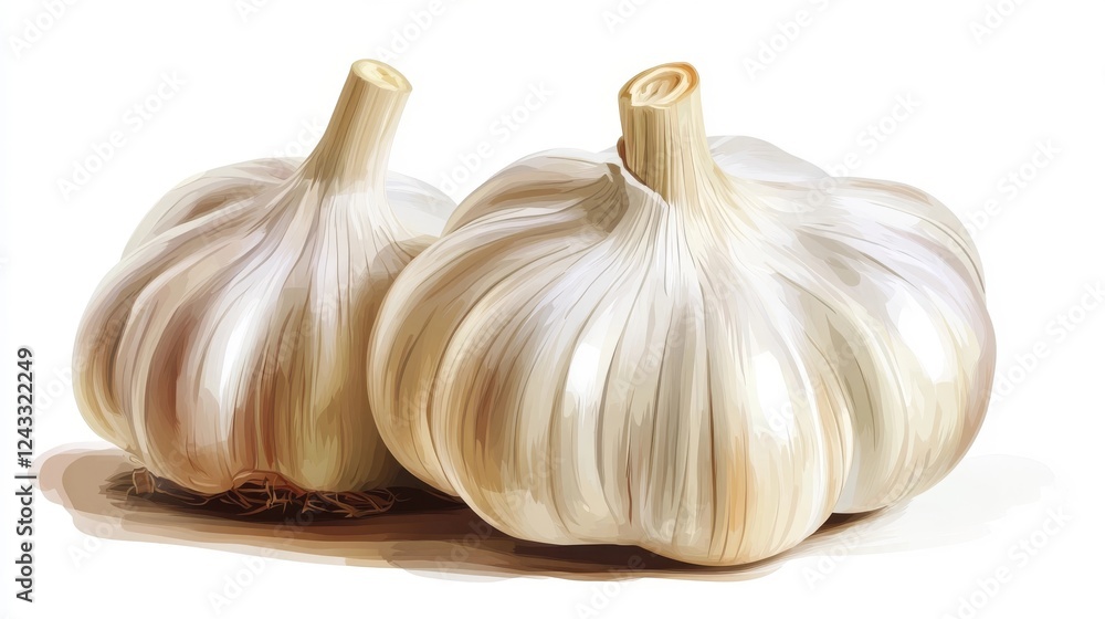 Obraz premium Garlic bulbs in a natural setting showcasing their unique shape and texture