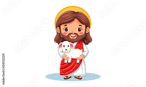 Cute Jesus Christ illustration, use as sticker, card, flyer, Book cover or T Shirt Design