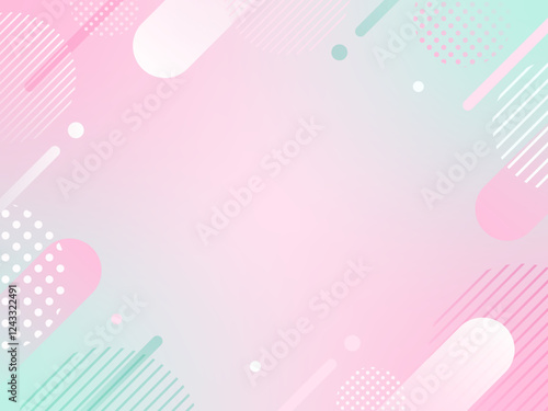 春　ポップな模様の背景	　ピンクと緑のグラデーション