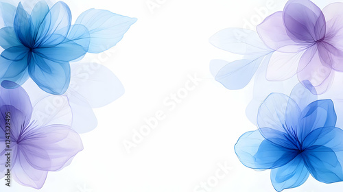 Delicate floral design, translucent petals, soft color palette, abstract art, for background, print, or web design