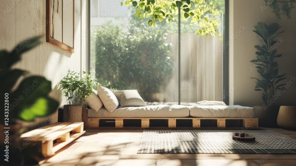 Serene Pallet Daybed by the Garden Window Serene Pallet Daybed by the Garden Window