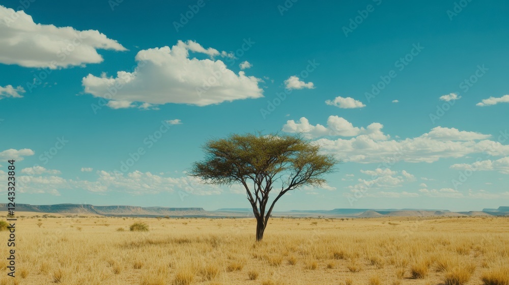 A single tree standing in the middle of a grassy plain, symbolizing resilience and life. A single tree standing in the middle of a grassy plain, symbolizing resilience and life.