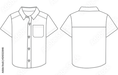 baby boy Short sleeved shirt vector illustration Front and back design