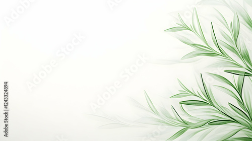 Green leaves, botanical illustration, white background, nature design, ideal for wellness or health website