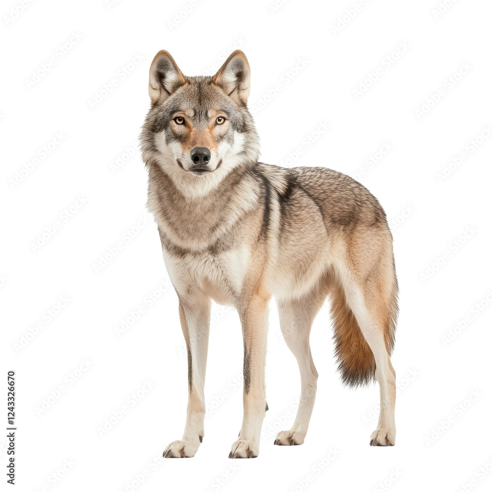 Wolf standing elegantly on a white isolate background. Wolf standing elegantly on a white isolate background.