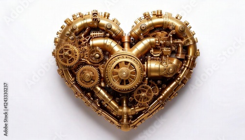 A heart fused with a vintage clock, gears turning inside, symbolizing time and love