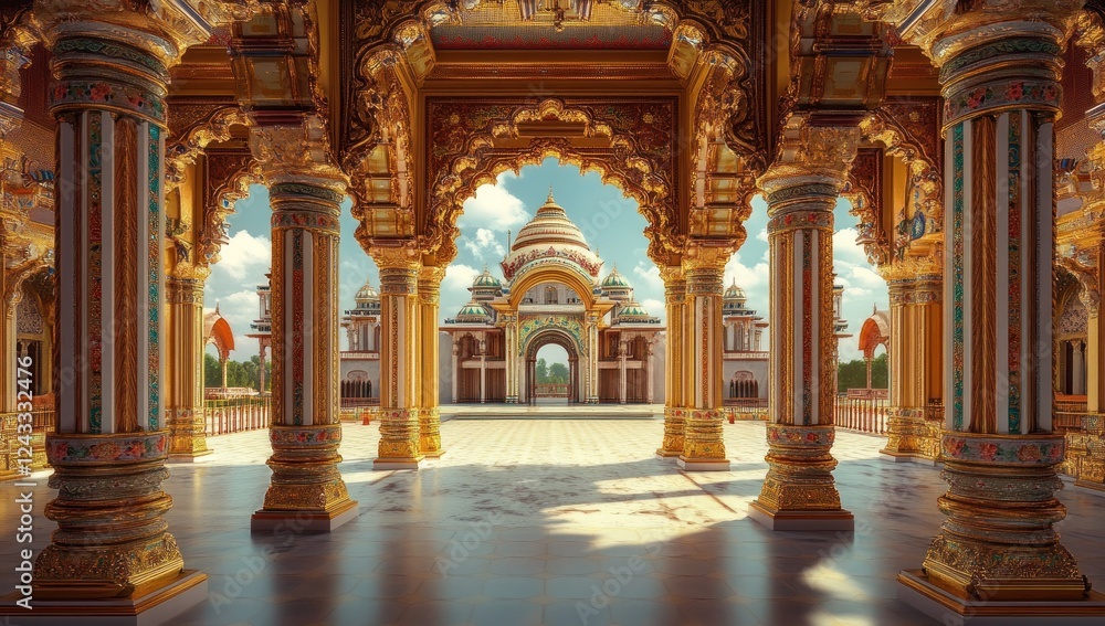 Obraz premium Magnificent Palace Architecture: A Golden Gateway to Opulence