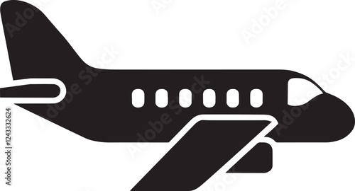 Airplane passenger travel silhouette icon. Aeroplane vector icon aircraft isolated symbol shape