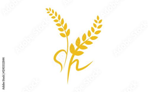 Agriculture Rice farm wheat vector icon illustration design