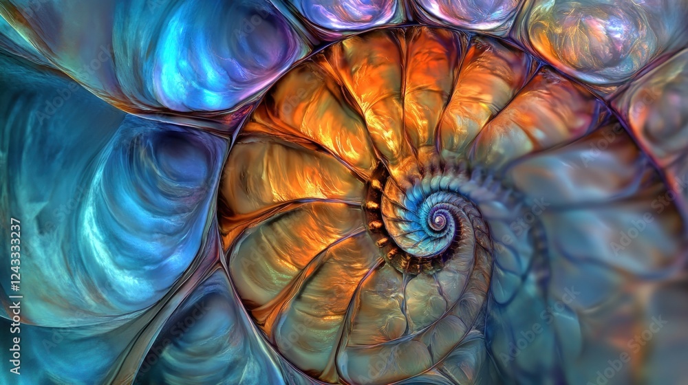 Abstract Nautilus Shell: A Symphony of Color and Form. Abstract Nautilus Shell: A Symphony of Color and Form.