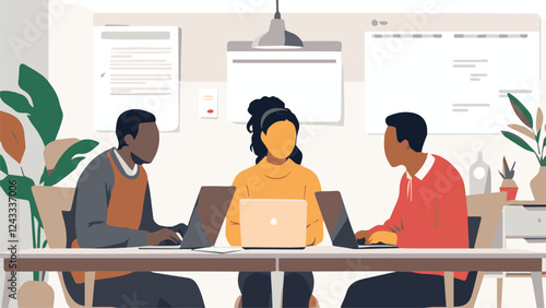 business meeting in office vector illustration