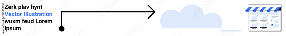 Black arrow connecting user data with cloud storage and e-commerce store. Ideal for data transfer, cloud computing, e-commerce, digital storage, online business, network systems, tech processes Black arrow connecting user data with cloud storage and e-commerce store. Ideal for data transfer, cloud computing, e-commerce, digital storage, online business, network systems, tech processes