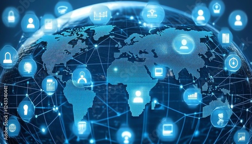 3D rendering of a digital world map globe