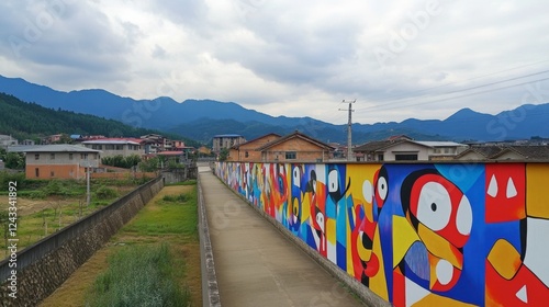 The colorful and artistic village of Shengang Township, known for its vibrant street art and murals.