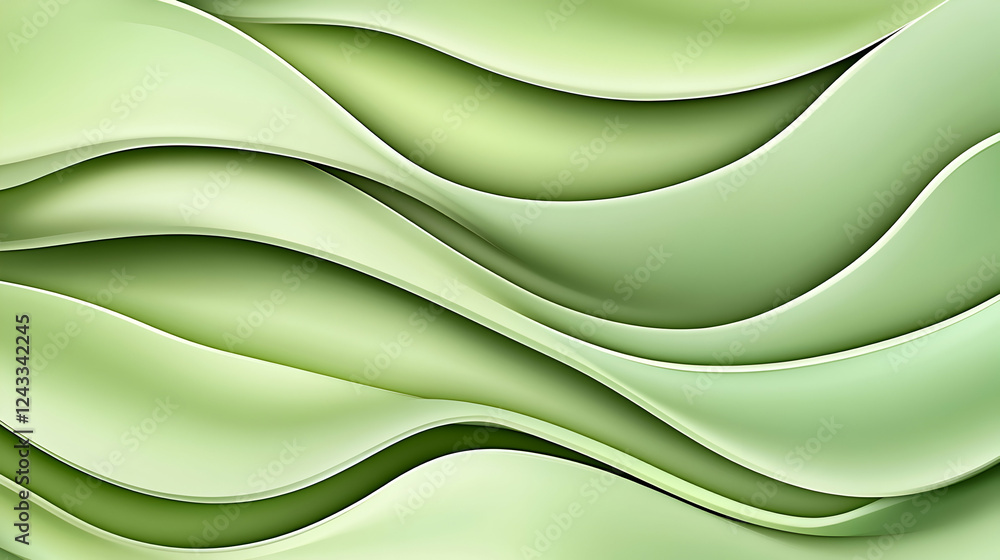 Obraz premium Abstract flowing green curves background. Suitable for website header or presentation background