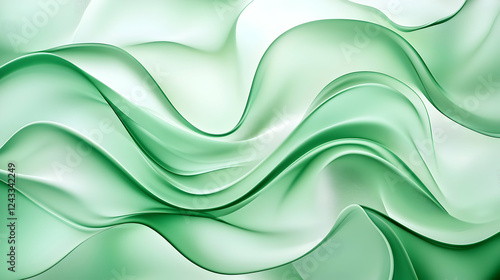 Abstract flowing green and white fabric design. Possible use in backgrounds or product packaging photo