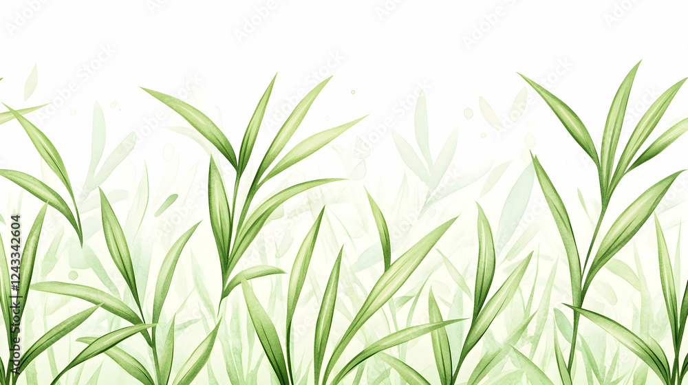 Fototapeta premium Abstract green foliage border, artistic illustration, nature inspired design for wallpaper, background, or invitation
