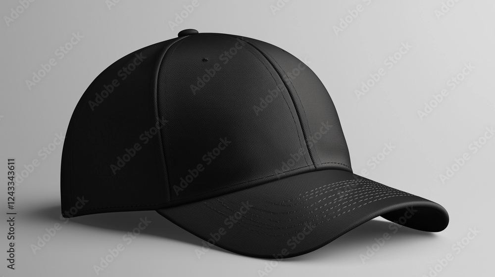 A sleek black baseball cap presented with a clean, minimalistic design. Suitable for showcasing logos, embroidery, sportswear, and promotional merchandise. A sleek black baseball cap presented with a clean, minimalistic design. Suitable for showcasing logos, embroidery, sportswear, and promotional merchandise.