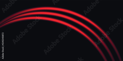 aser lines of light. Horizontal neon light. Neon red horizontal speed lines. Glowing stripes. Laser beams.