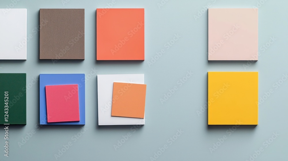 Fototapeta premium Colorful Square Texture Palette on Light Grey Background