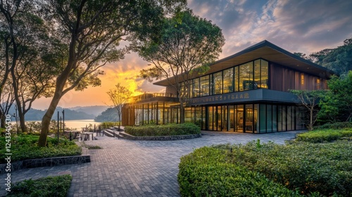 The peaceful retreat of the Xiangshan Visitor Center, with its modern architecture and panoramic views of Sun Moon Lake.