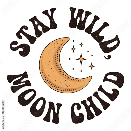 Stay Wild Moon Child T Shirt Design Vintage Moon