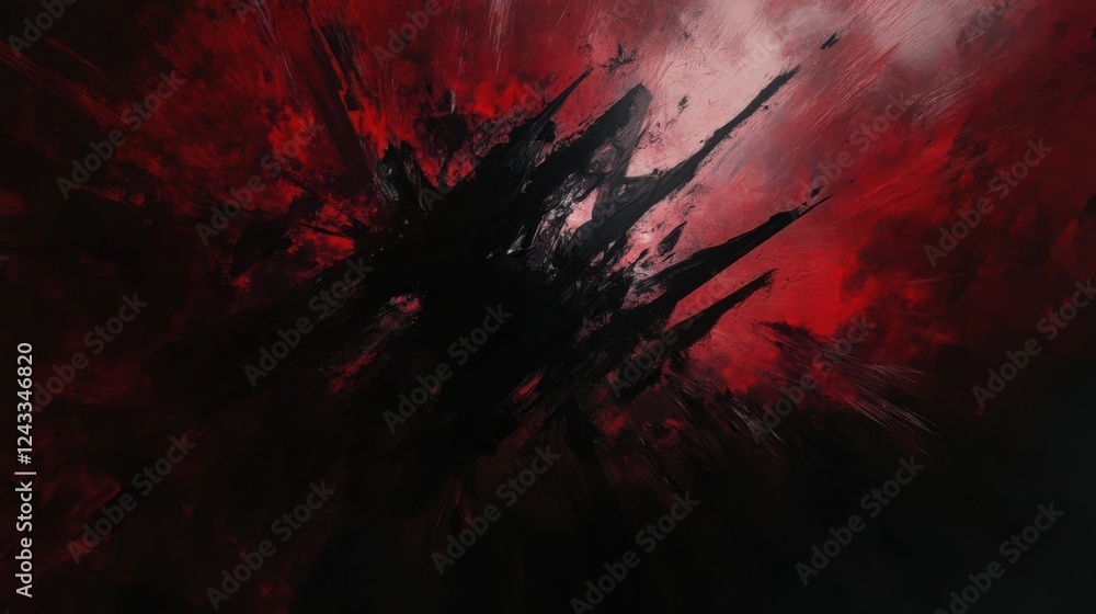 Dramatic Red and Black Abstract Explosion Background with Brush Strokes Dramatic Red and Black Abstract Explosion Background with Brush Strokes