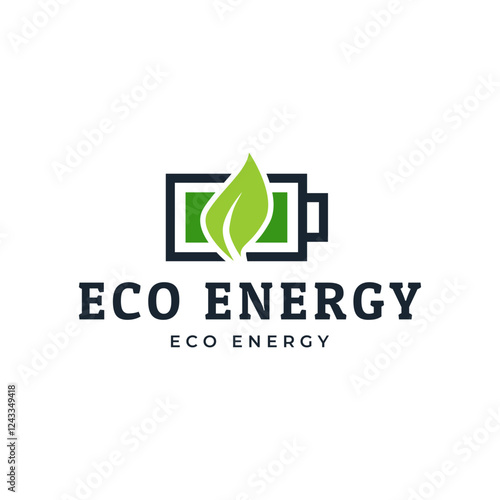 Battery and Leaf Logo Concept. Eco energy, Green energy, environmentally friendly batteries concept illustration design.