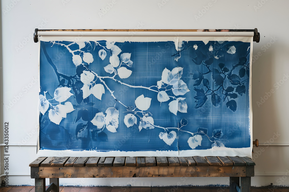 Creating cyanotype art with botanical motifs