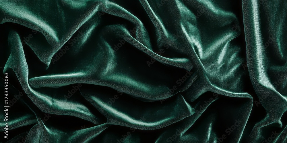 Fototapeta premium Dark Green Fabric Draped in Elegant Folds
