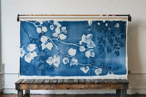 Obraz na płótnie Creating cyanotype art with botanical motifs w salonie