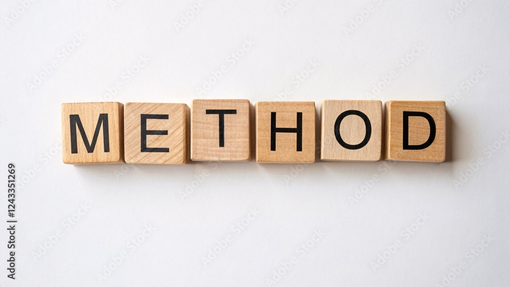 Creative Arrangement of Alphabet Wood Blocks Showcasing Business Concept of Method and Strategy Creative Arrangement of Alphabet Wood Blocks Showcasing Business Concept of Method and Strategy