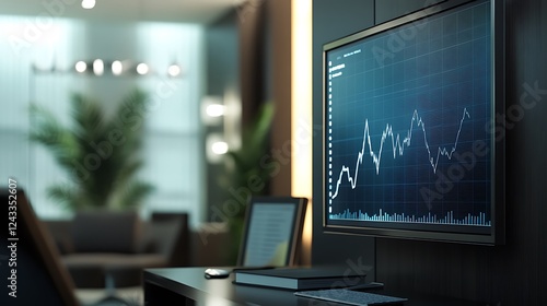 Wallpaper Mural Stock Market Graph Displayed On Modern Office Monitor Torontodigital.ca