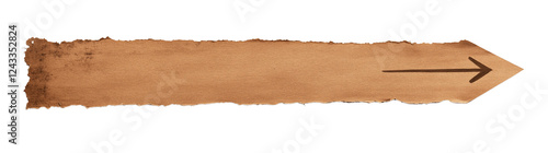 Wallpaper Mural Torn Paper Arrow Sign Direction Guidance Path Travel Vintage Retro Texture Grunge Brown Craft, Transparent Background, Ai Generative Images Torontodigital.ca