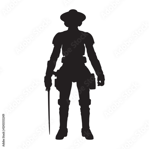 Action Figure Sword Warrior Toy Silhouette Vector Illustration