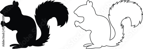 Squirrel Icon set.simple flat squirrel icon silhouette vector.this is forest wild animal running standing and jumping vector squirrel.Vector squirrel silhouette view side for retro logo.
