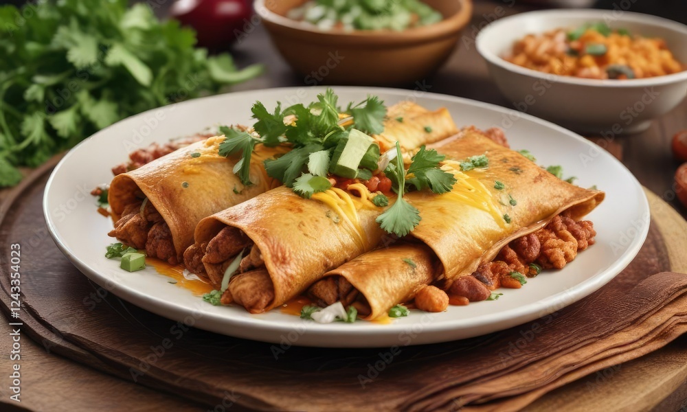 plate of warm enchiladas with fresh cilantro on top , warm food, plate, flavor plate of warm enchiladas with fresh cilantro on top , warm food, plate, flavor