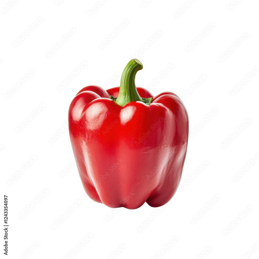 Fresh Vibrant Red Bell Pepper Isolated on White Background Fresh Vibrant Red Bell Pepper Isolated on White Background