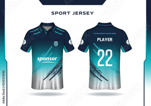 Professional Navy Blue & Teal Sports Jersey Design | Fully Editable