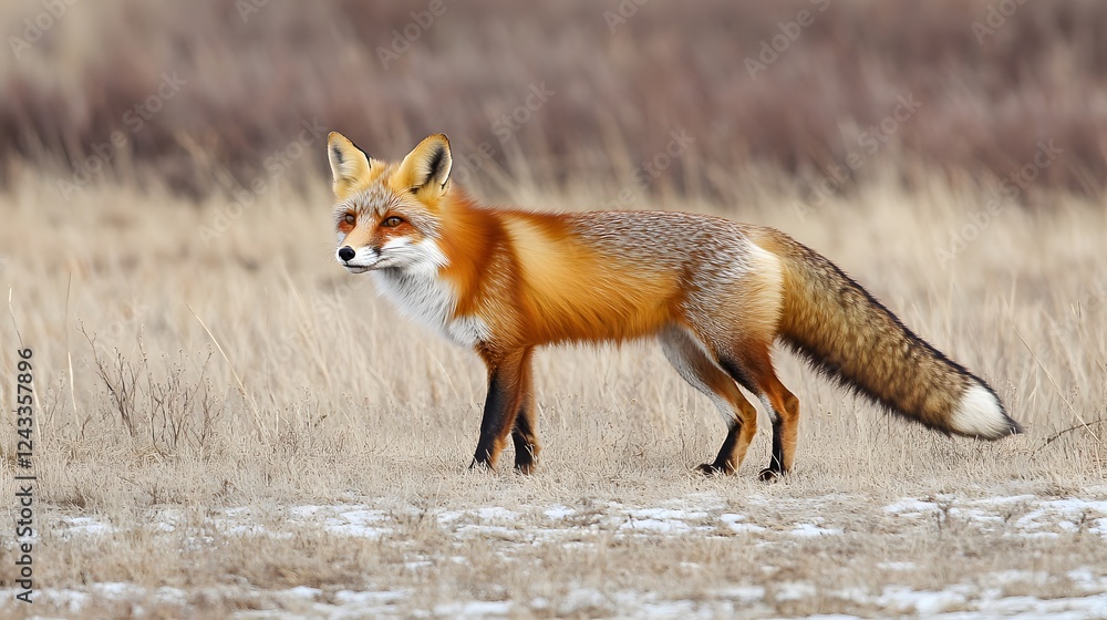Obraz premium A fox exploring an open field