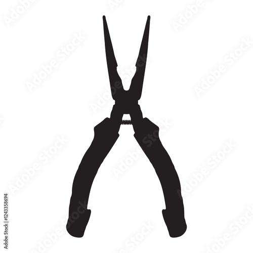 Long Needle Nose Wire Cutter Plier Silhouette Vector Illustration