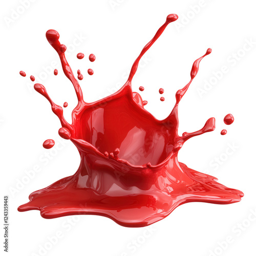 Vibrant liquid splash in bold red, dynamic movement captured, transparent background, perfect for design and creative projects photo