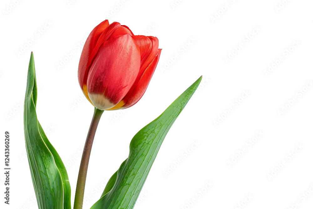 Classic Tulip Flower with Elegant Petal Arrangement and Green Stem Isolated on Transparent Background Classic Tulip Flower with Elegant Petal Arrangement and Green Stem Isolated on Transparent Background