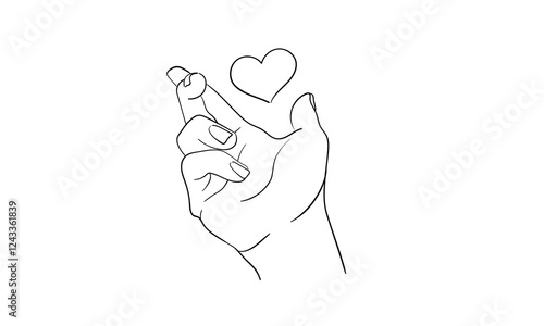 Human arm holding heart line continuous drawn. Hand hold heart in line style. Charity, help, humanity, orphanhood. Vector illustration isolated on white